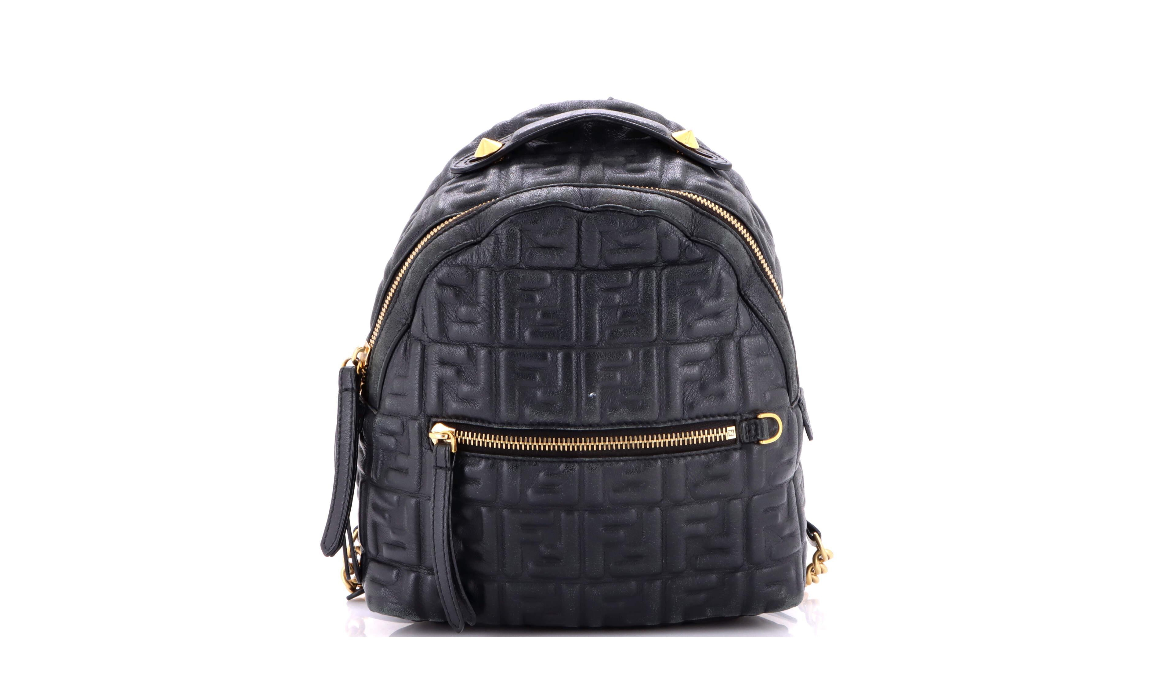 Pre-Owned Fendi Mini By The Way Backpack Zucca Embossed Leather