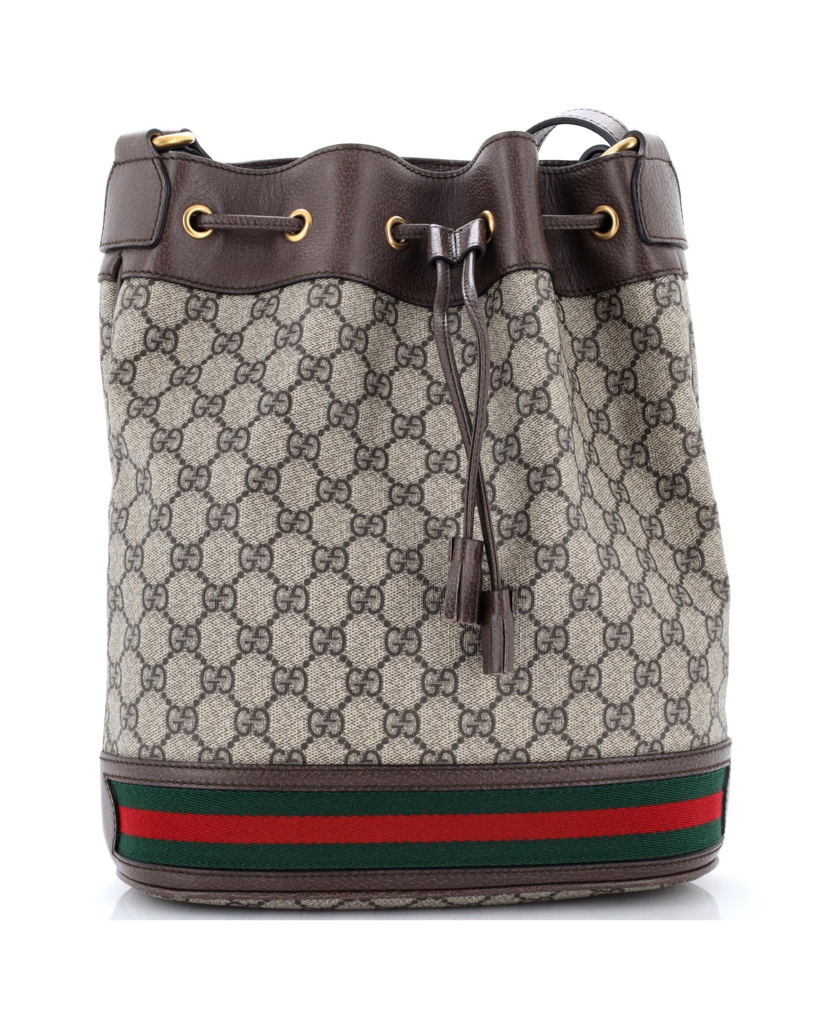 Pre-Owned Gucci Medium Ophidia Bucket Bag Gg Coated Canvas - Brown