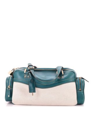 East West Multipocket Shoulder Bag Leather and Canvas