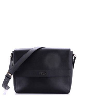 Medium Logo Flap Messenger Bag Saffiano Leather