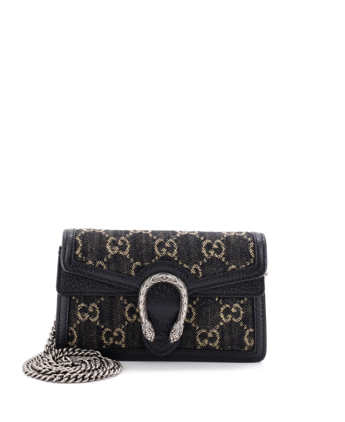 Pre-Owned Gucci Super Mini Dionysus Bag Gg Denim - Black
