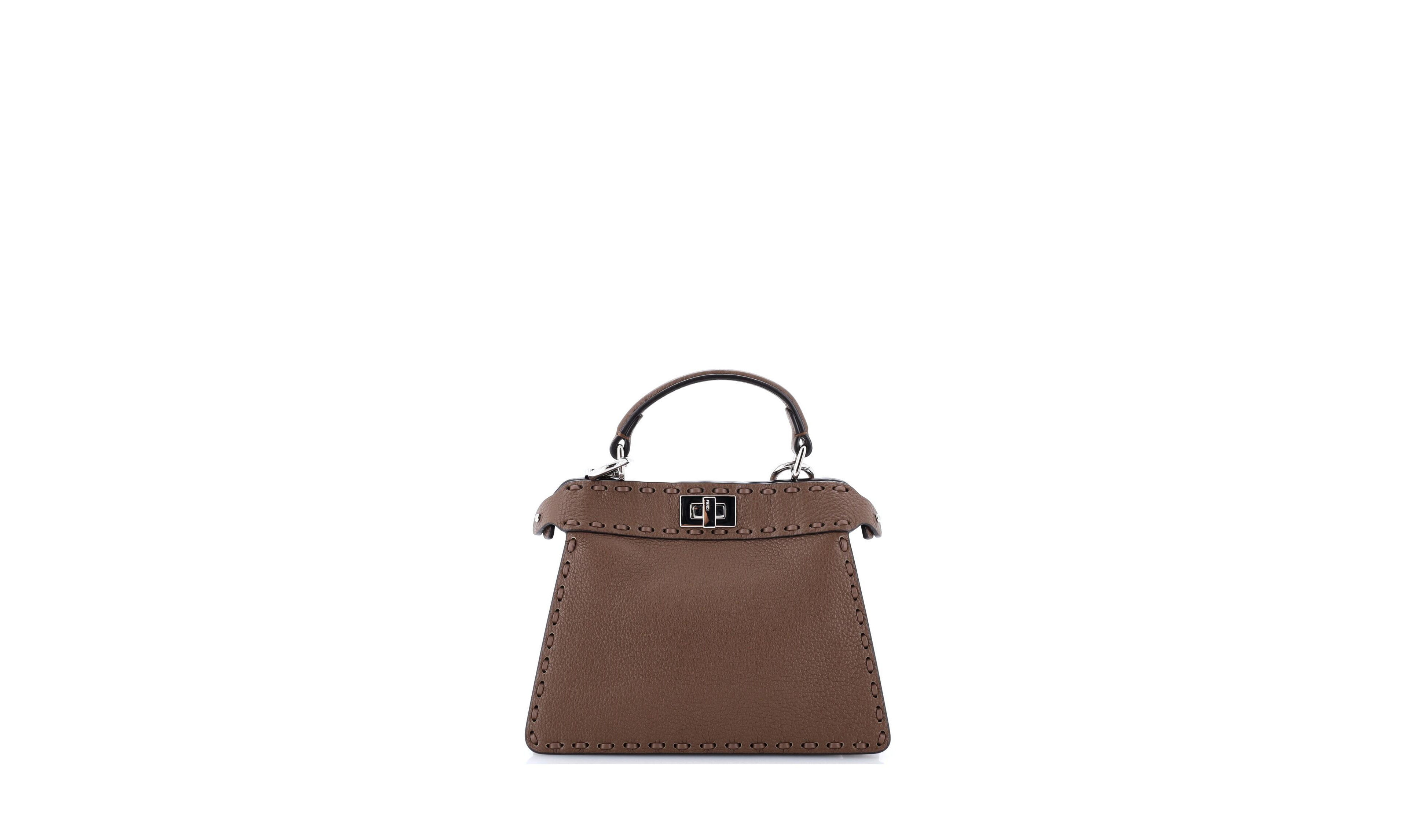 Pre-Owned Fendi Peekaboo ISeeU Petite Selleria Mini Leather Shoulder Bag