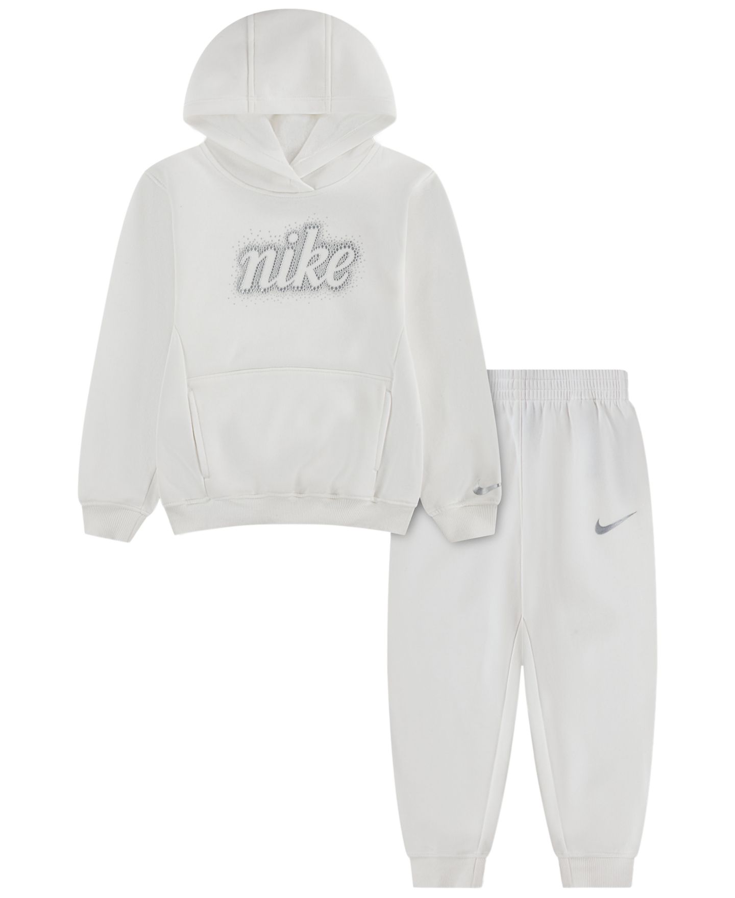 Детский комплект Nike Swoosh Sparkle: худи с капюшоном и джоггеры, 4-6X, цвет: Молочный — фото 1
