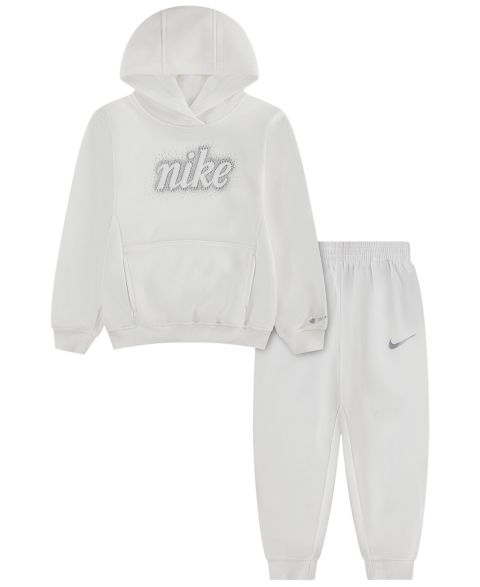Детский комплект Nike Swoosh Sparkle: худи с капюшоном и джоггеры, 4-6X, цвет: Молочный