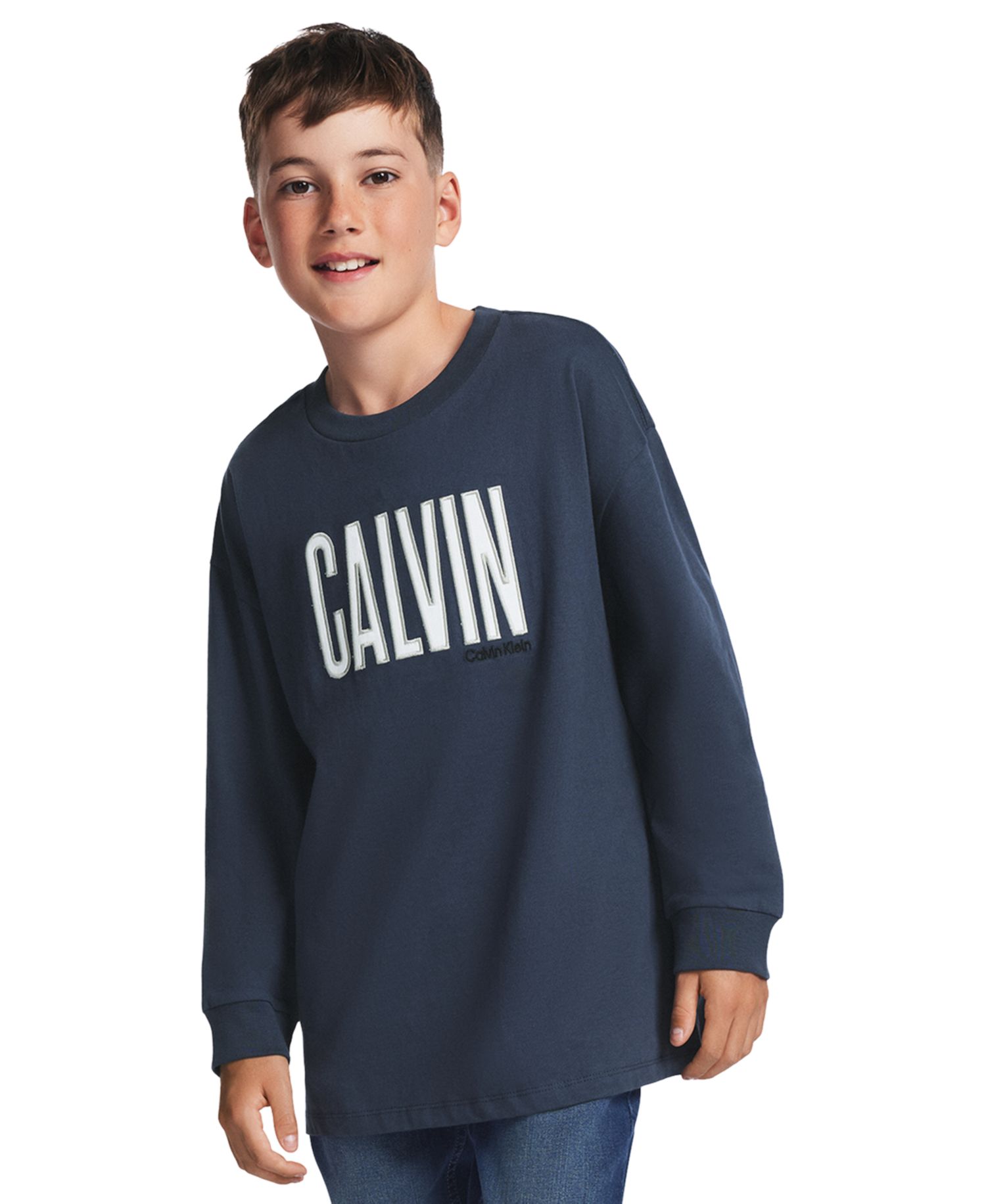 Boys' 8-20 Cotton Drop-Shoulder Patched Applique T-Shirt
