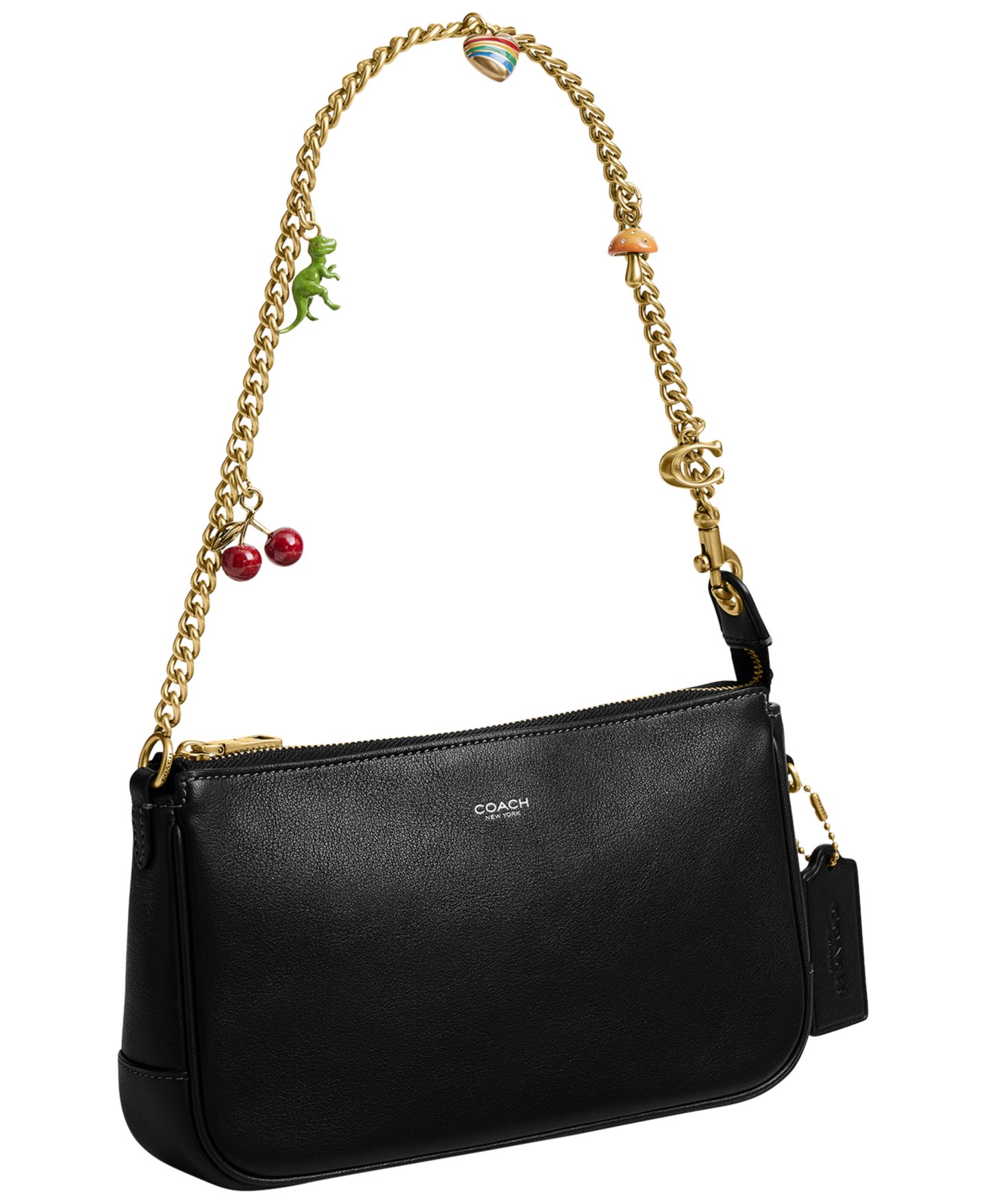 Женская сумка COACH Plaza Small Leather Shoulder Bag with Charms, цвет: Латунный / Чёрный — фото 3