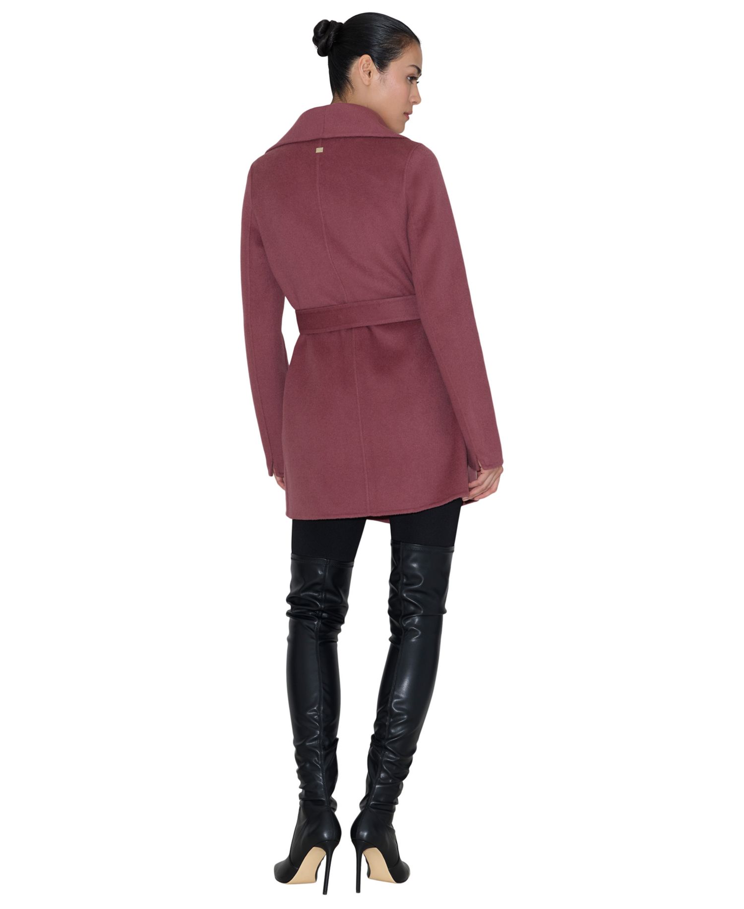 Women's Bridgette-Z Wool-Blend Cascade Collar Tie-Belt Coat