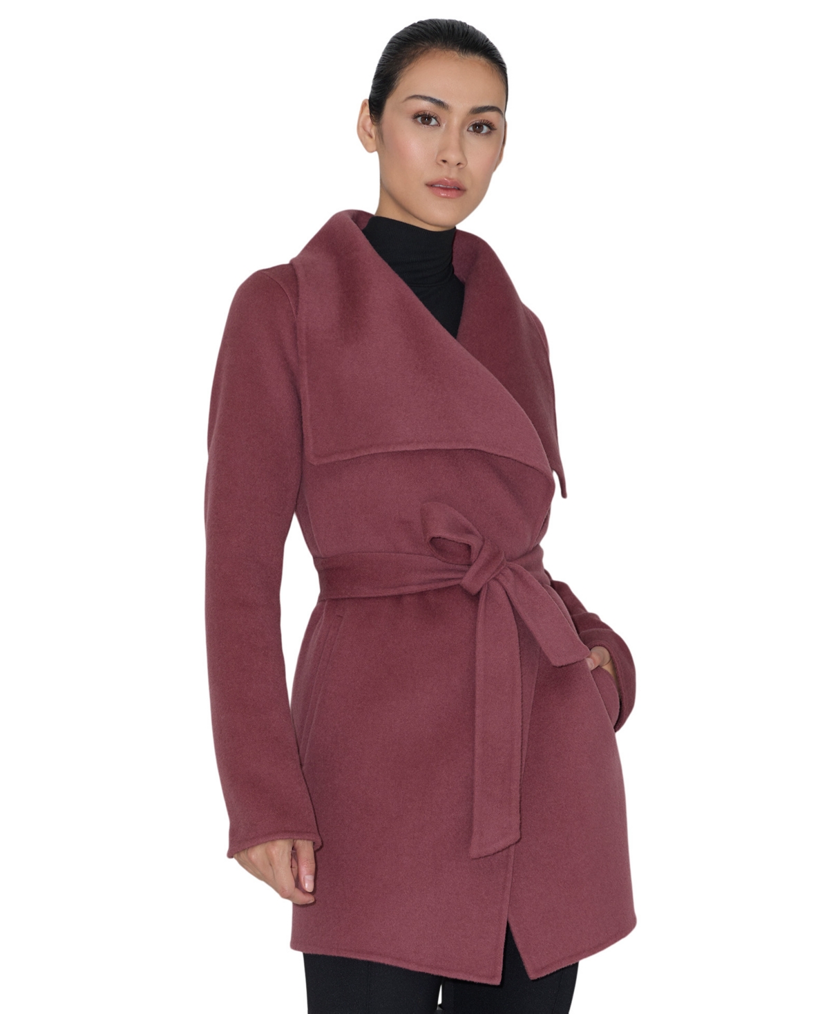 Soia & Kyo Women's Bridgette-z Wool-Blend Cascade Collar Tie-Belt Coat
