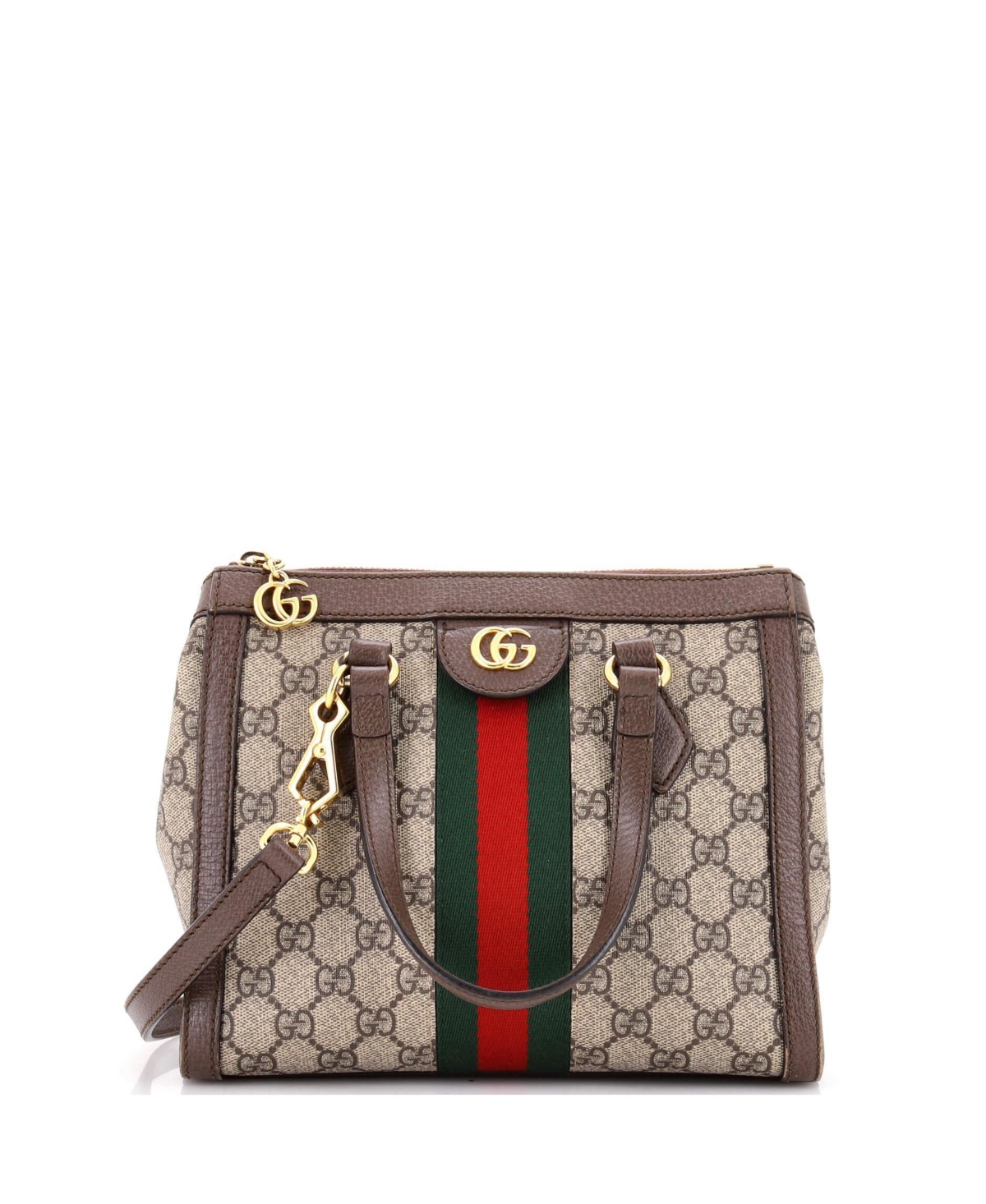 Pre-Owned Gucci Small Ophidia Top Handle Canvas Crossbody Tote