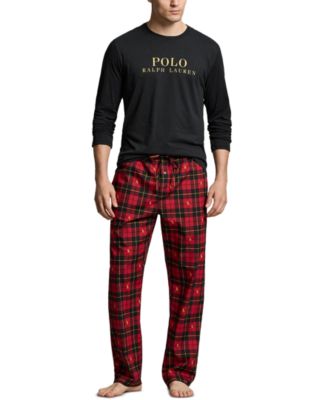 Men's Long-Sleeve Plaid Top and Pants, 2-Piece Set
