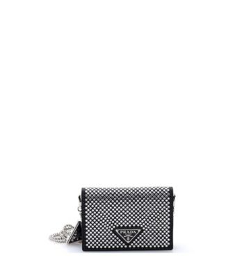 Flap Card Holder with Chain Satin with Crystals