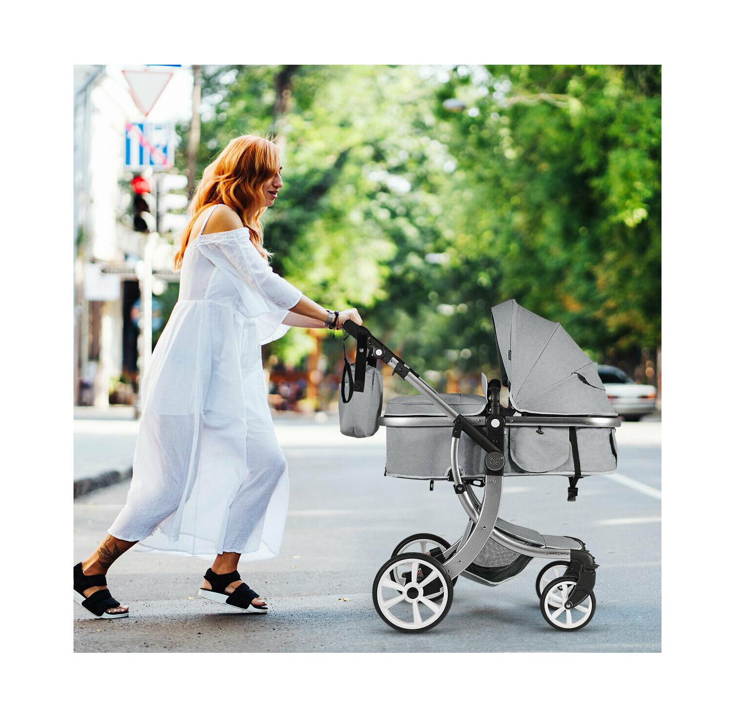 Folding Aluminum Infant Bassinet Reversible Baby Stroller