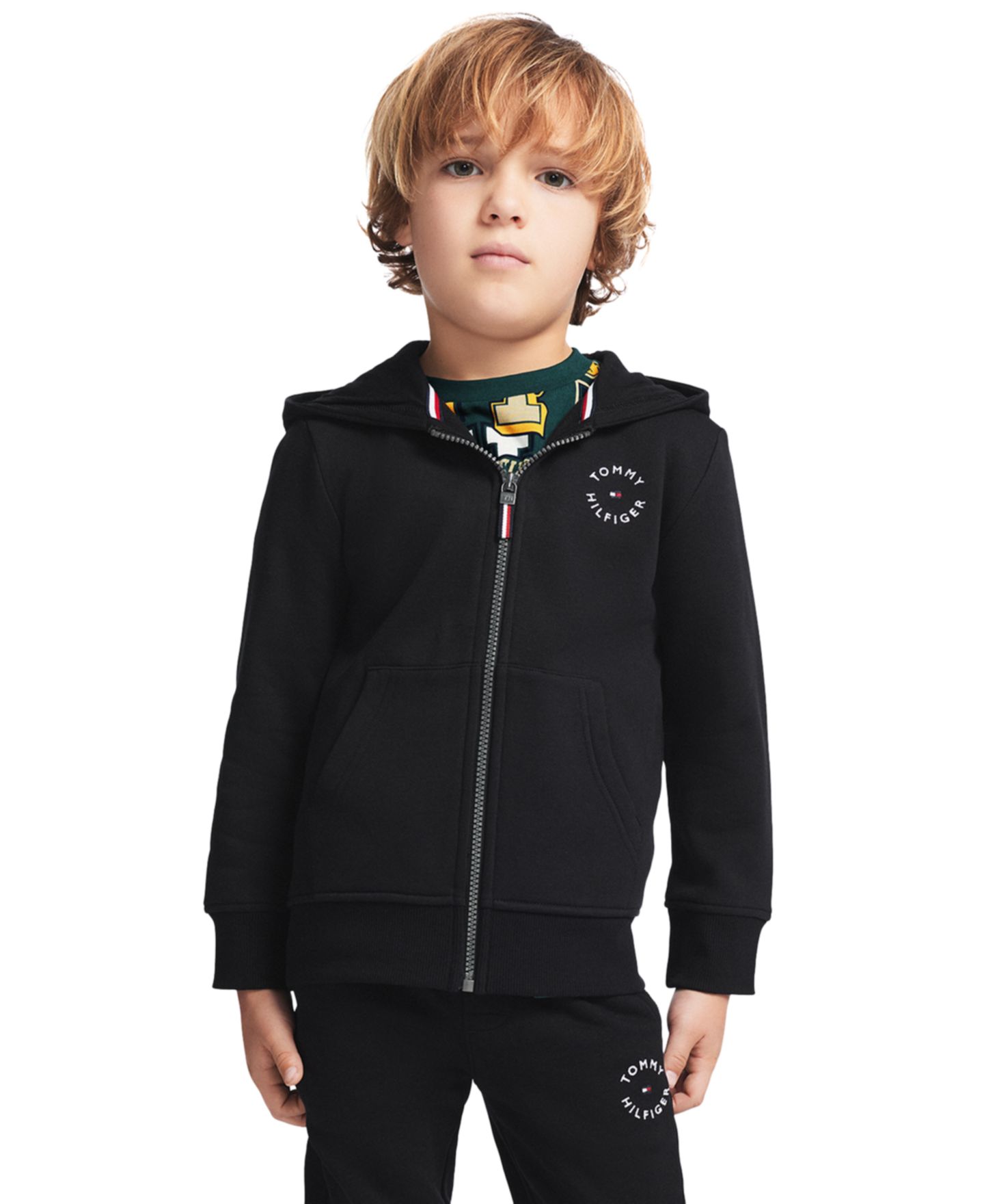 Худи Tommy Hilfiger Elevated Full-Zip для мальчиков, цвет: Чёрный — фото 1
