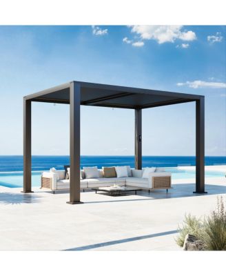 9 x 12 FT Motorized Louvered Pergola with LEDs
