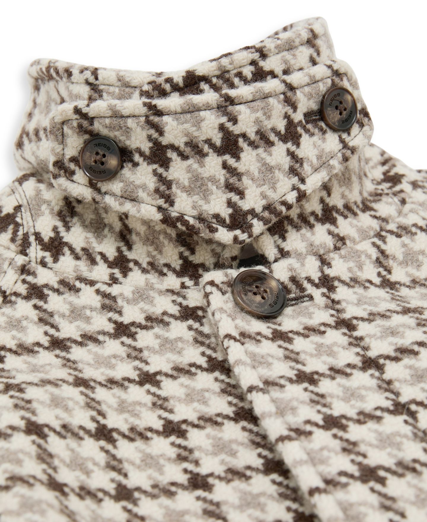 Мужское пальто REISS Christem Houndstooth-Check Belted Wool Overcoat, цвет: Коричневый разноцветный — фото 4