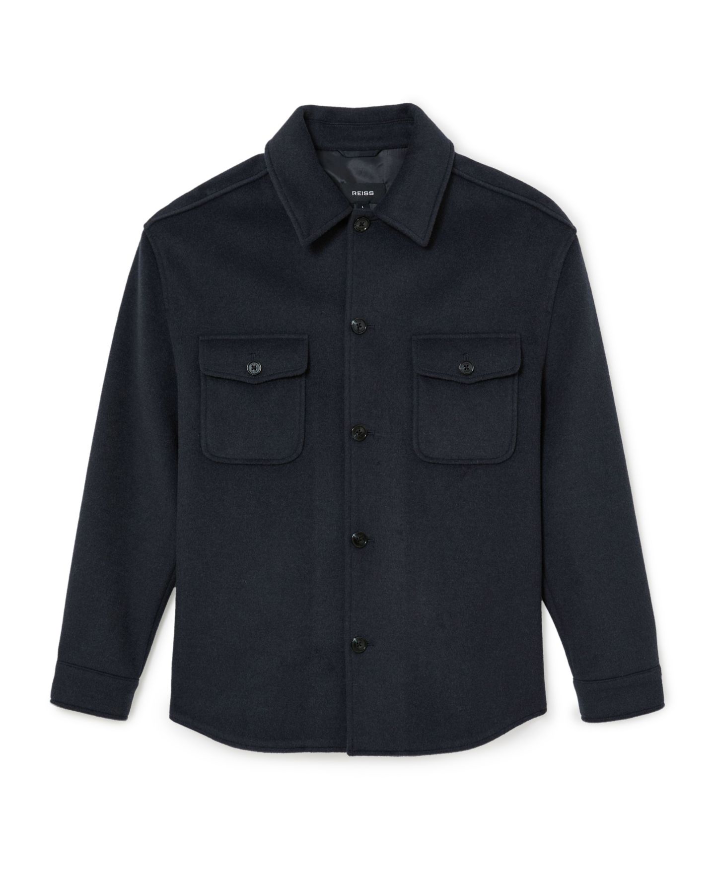 Мужская рубашка REISS Liam Twin-Pocket Classic-Fit Wool-Blend Overshirt, цвет: Синий — фото 2