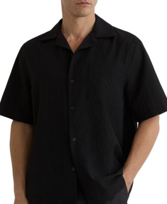 Men's Eclipse Textured Cuban-Collar Short-Sleeve Shirt
