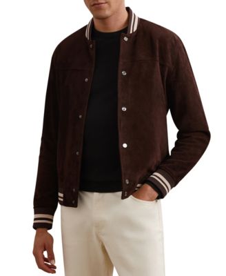 Men's Banridge Suede Striped-Trim Bomber Jacket