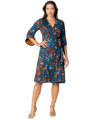 Women's Gemini Wrap Dress with Contrast Lined Sleeves