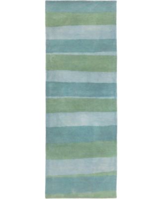 Piazza 7281 Stripes Sea Breeze 2'3" x 8' Runner Area Rug