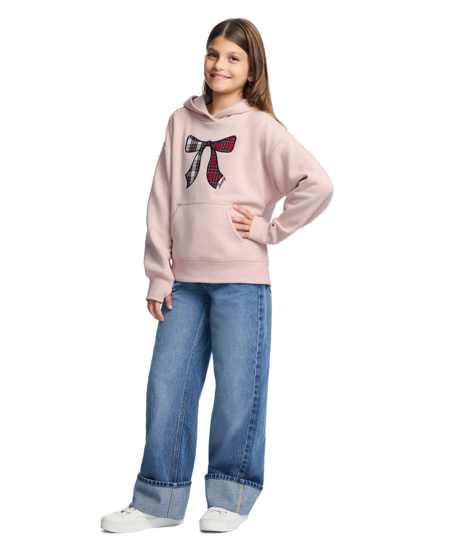 Худи Tommy Hilfiger Popover Oversized-Hood Kangaroo-Pocket для девочек, цвет: Lotus — фото 2