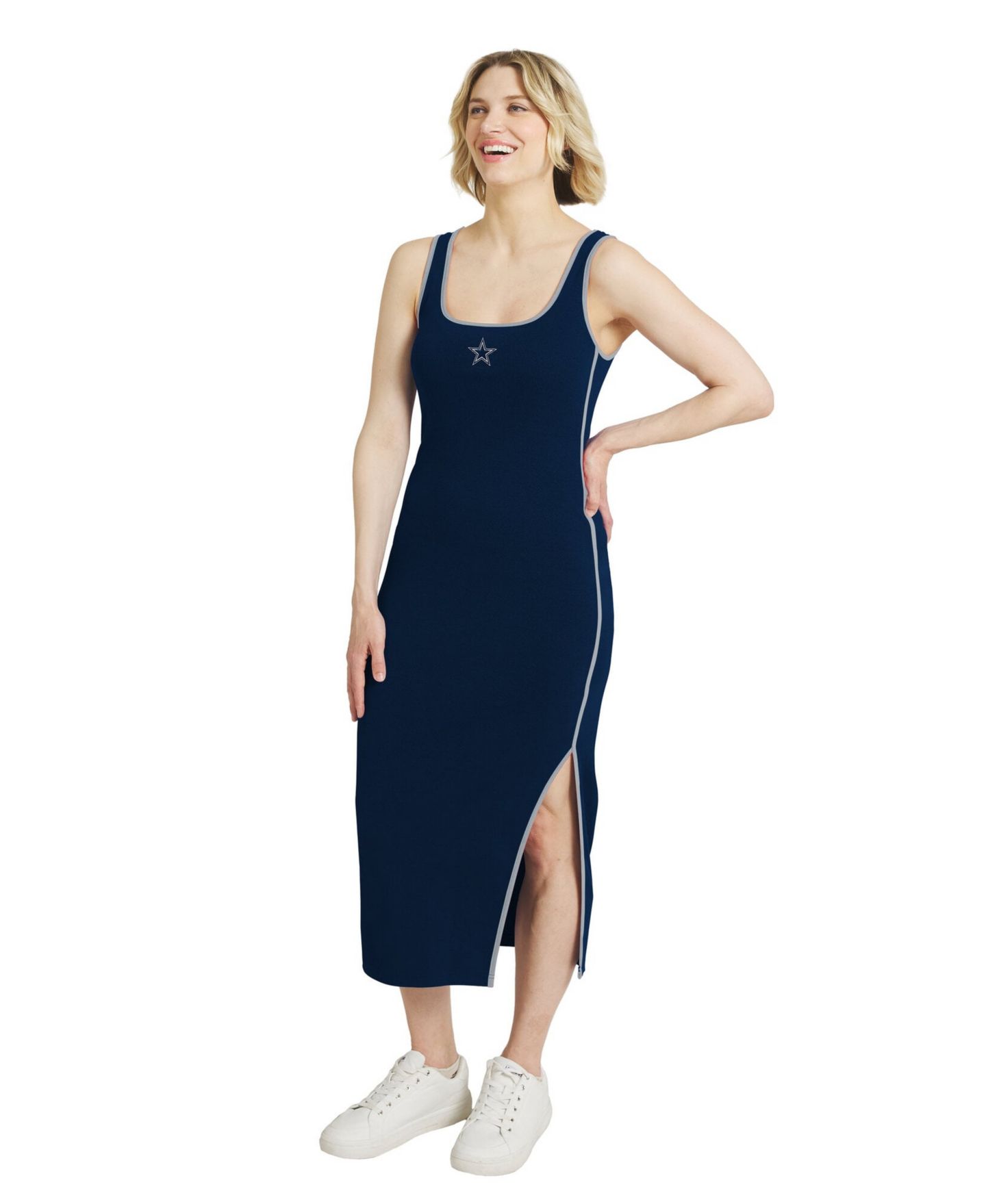 Женское платье WEAR by Erin Andrews Navy Dallas Cowboys Ribbed Tank Dress — фото 1