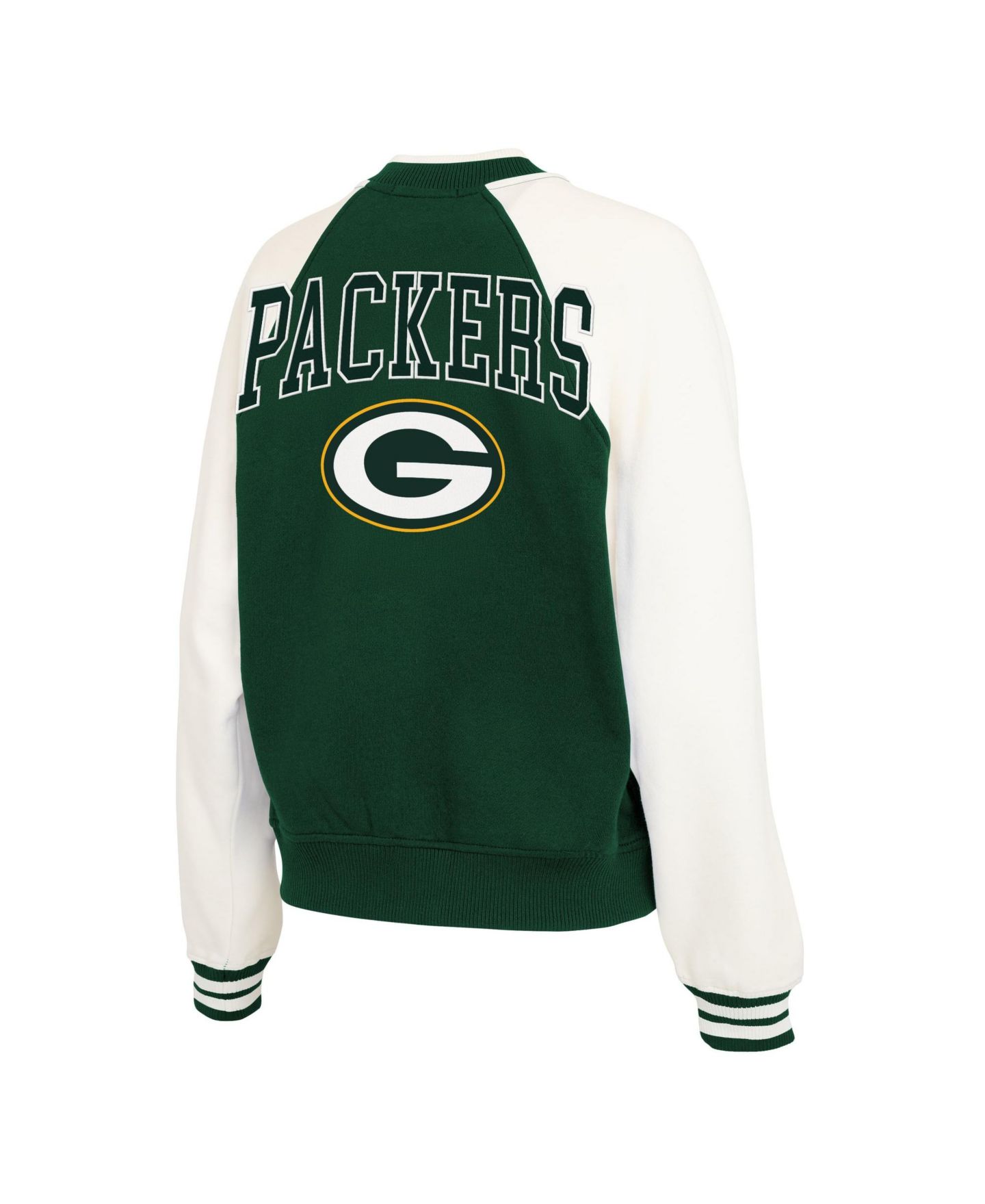 Женская куртка WEAR by Erin Andrews Green/White Green Bay Packers Throwback Plus Size Fleece Varsity Full-Zip — фото 2