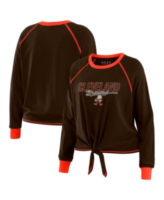 Women's Brown Cleveland Browns Tie-Front Long Sleeve T-Shirt