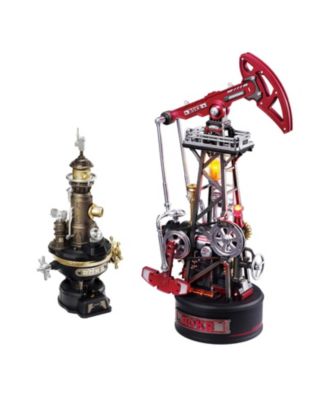 Industrial City Series Oil Pump Jack Motorized LED Wooden Puzzle Building Set, Ages 14 & Up