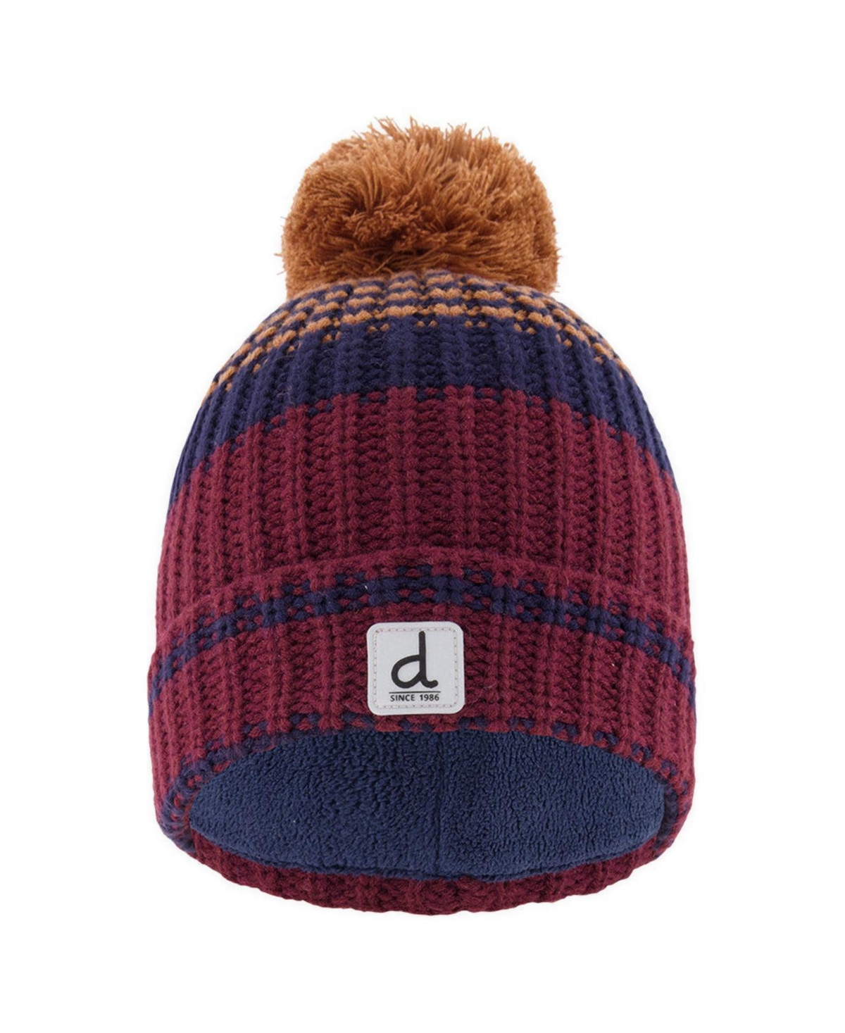 Deux par Deux Toddler Boy Tiles Knit Pom Pom Fleece-Lined Beanie