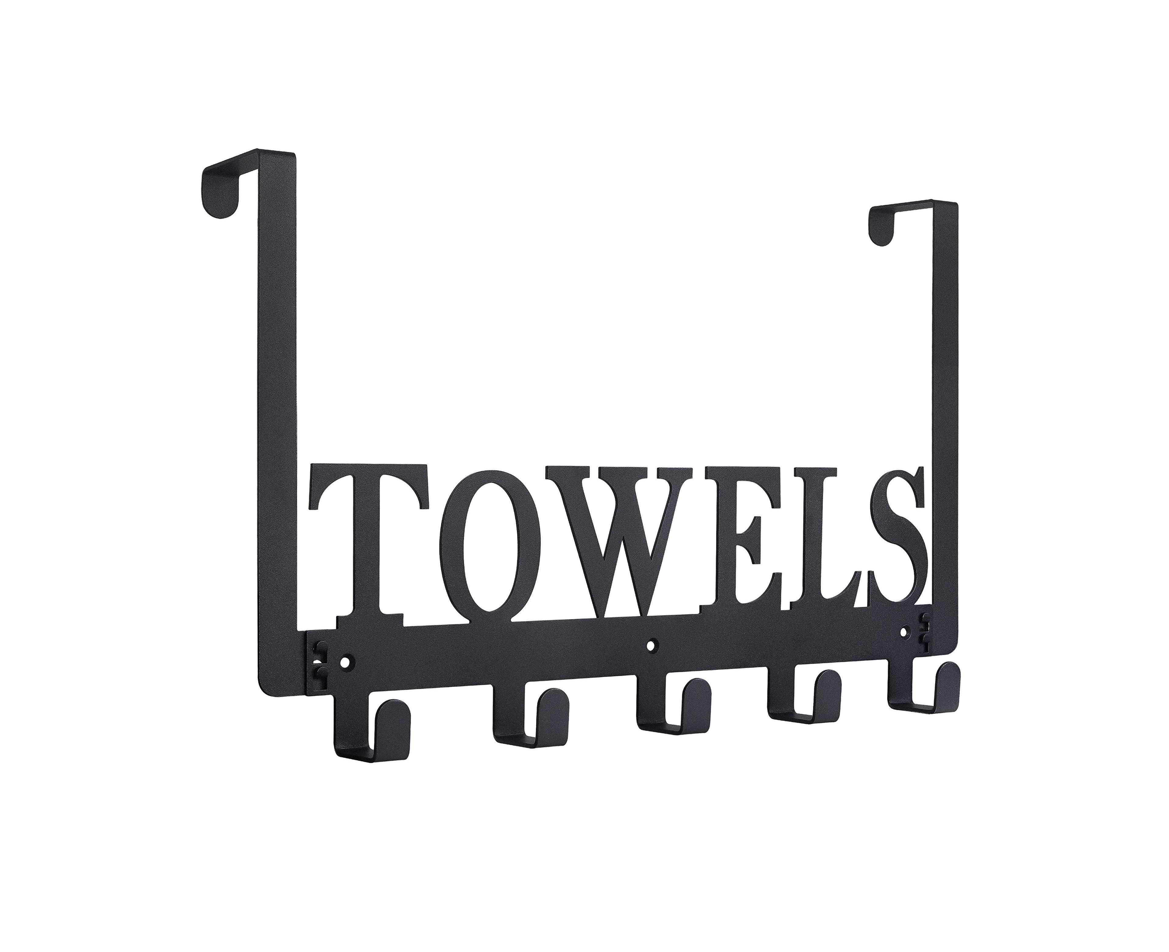 Cyqbd 5 Hooks Over Door Towel Rack Bathroom Hardware Bedroom Cabinet Metal