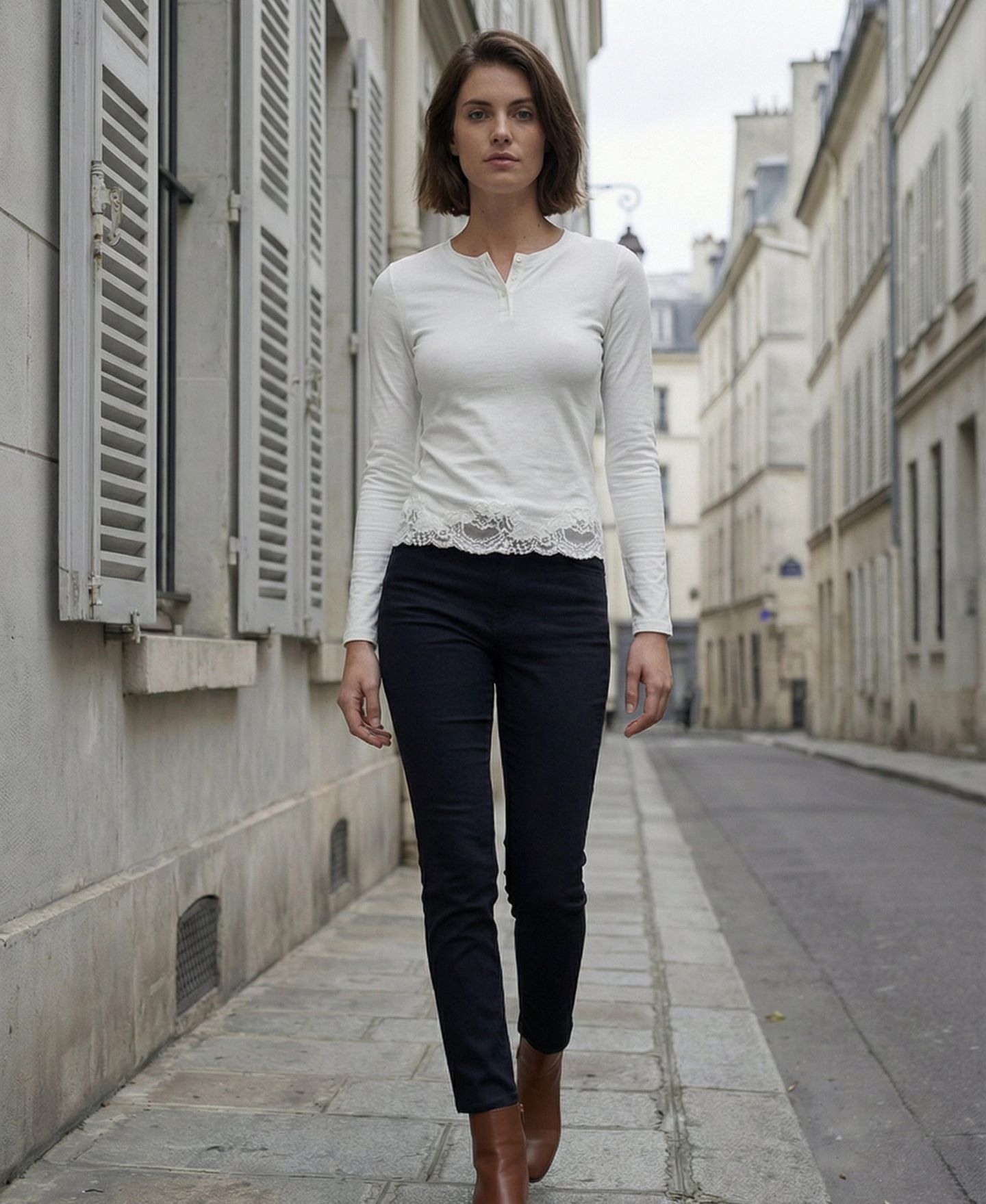Женский топ Modenaire Henley Long-Sleeve Fitted — фото 8