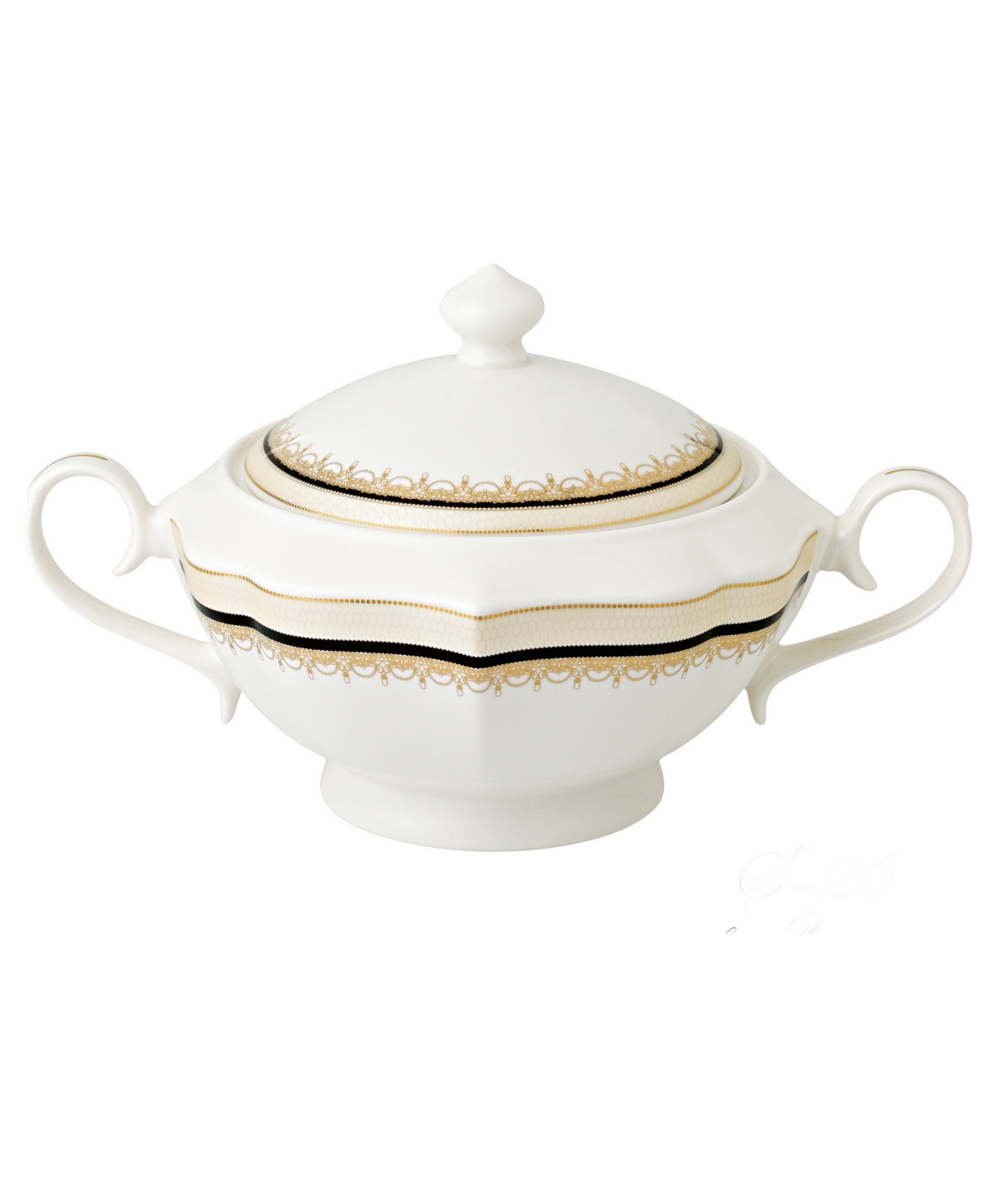 Lorren Home Trends La Luna Collection Bone China Soup Tureen and Lid, Dalilah Design