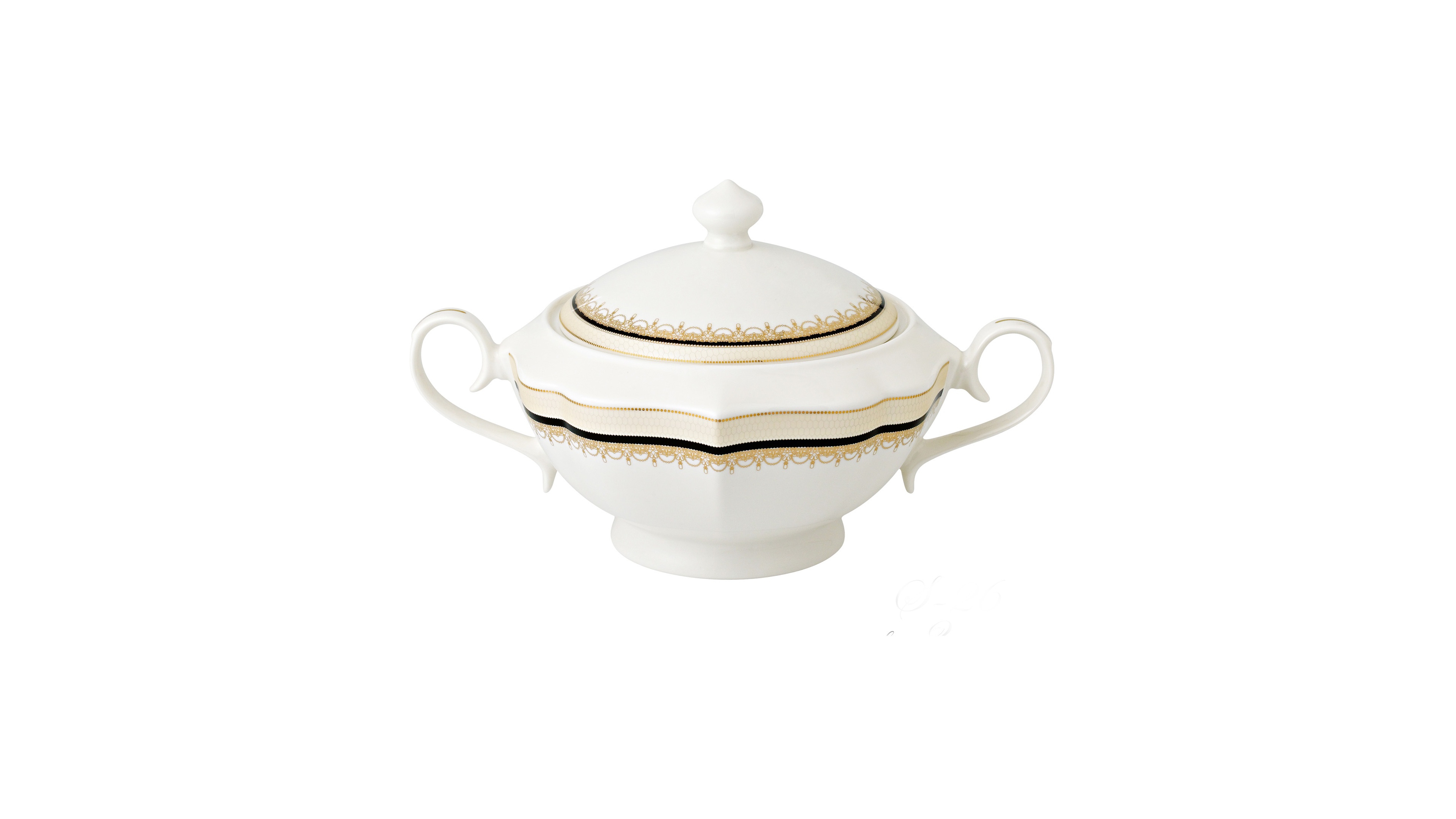 Lorren Home Trends La Luna Collection Bone China Soup Tureen and Lid, Dalilah Design