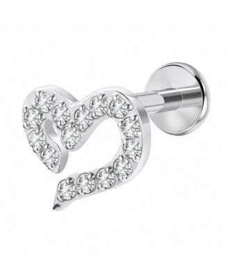 Cubic Zirconia Pave Silver-Tone Open Heart Flat-Back Stud Earrings