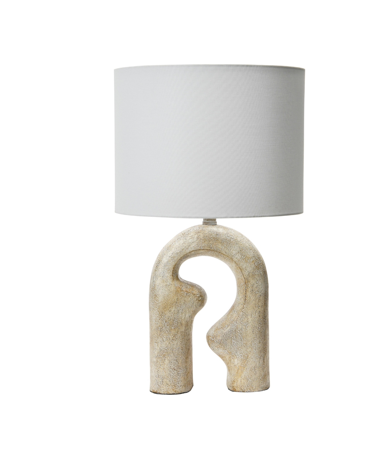 Storied Home Abstract Resin Table Lamp with Linen Drum Shade, Distressed