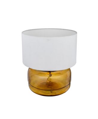 Amber Glass Table Lamp with Cotton Shade