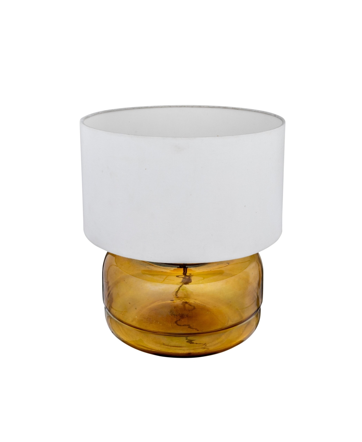 Storied Home Amber Glass Table Lamp with Cotton Shade
