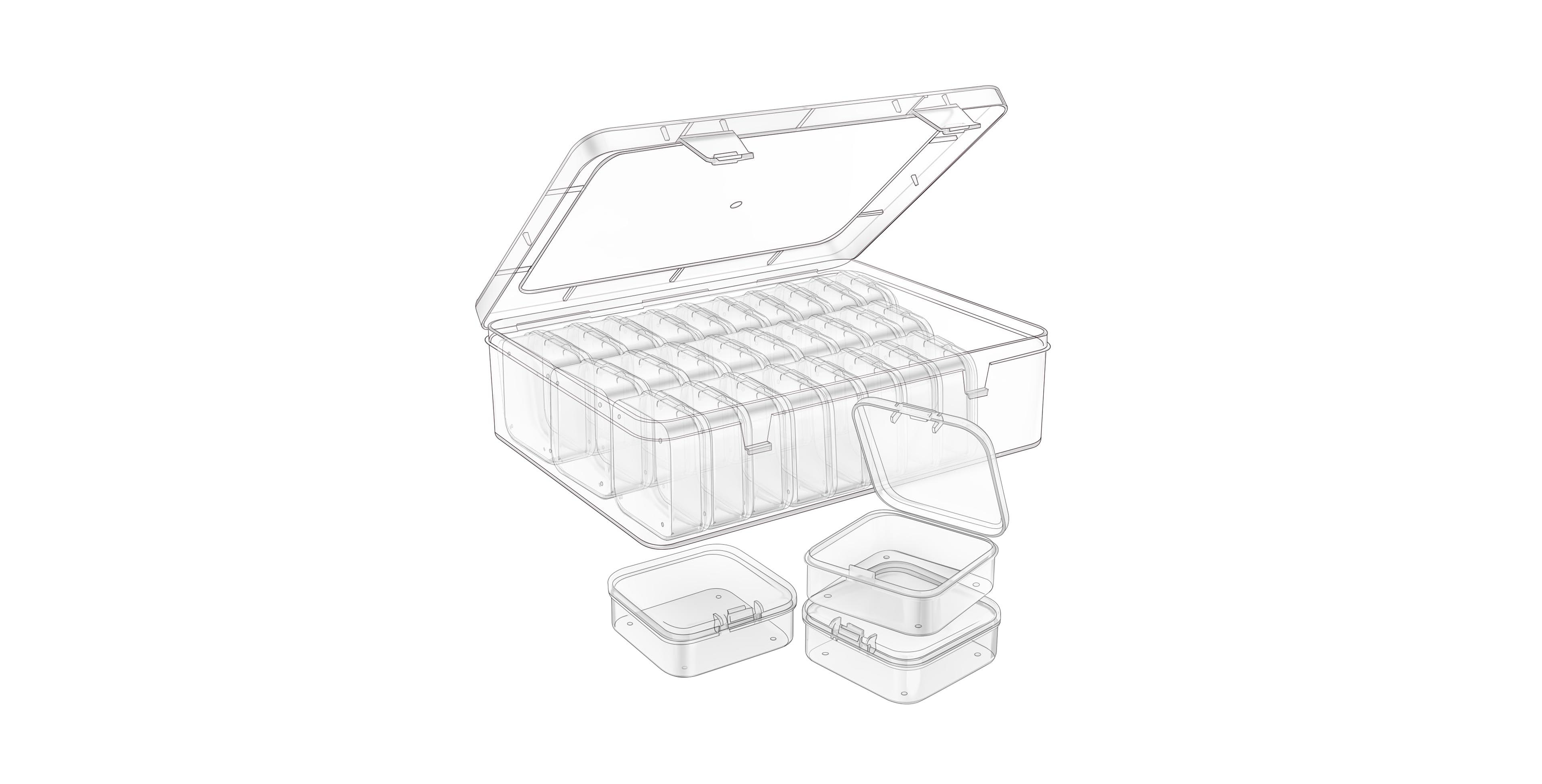 Aeelike Plastic Bead Organizer Box Set Hinged Lid Craft Storage Cases - Clear