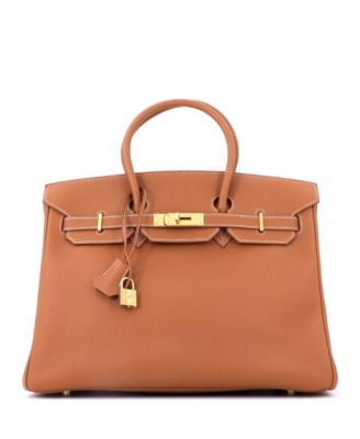 Pre-Owned Hermes Birkin 35 Handbag Brown Togo with Gold Hardware