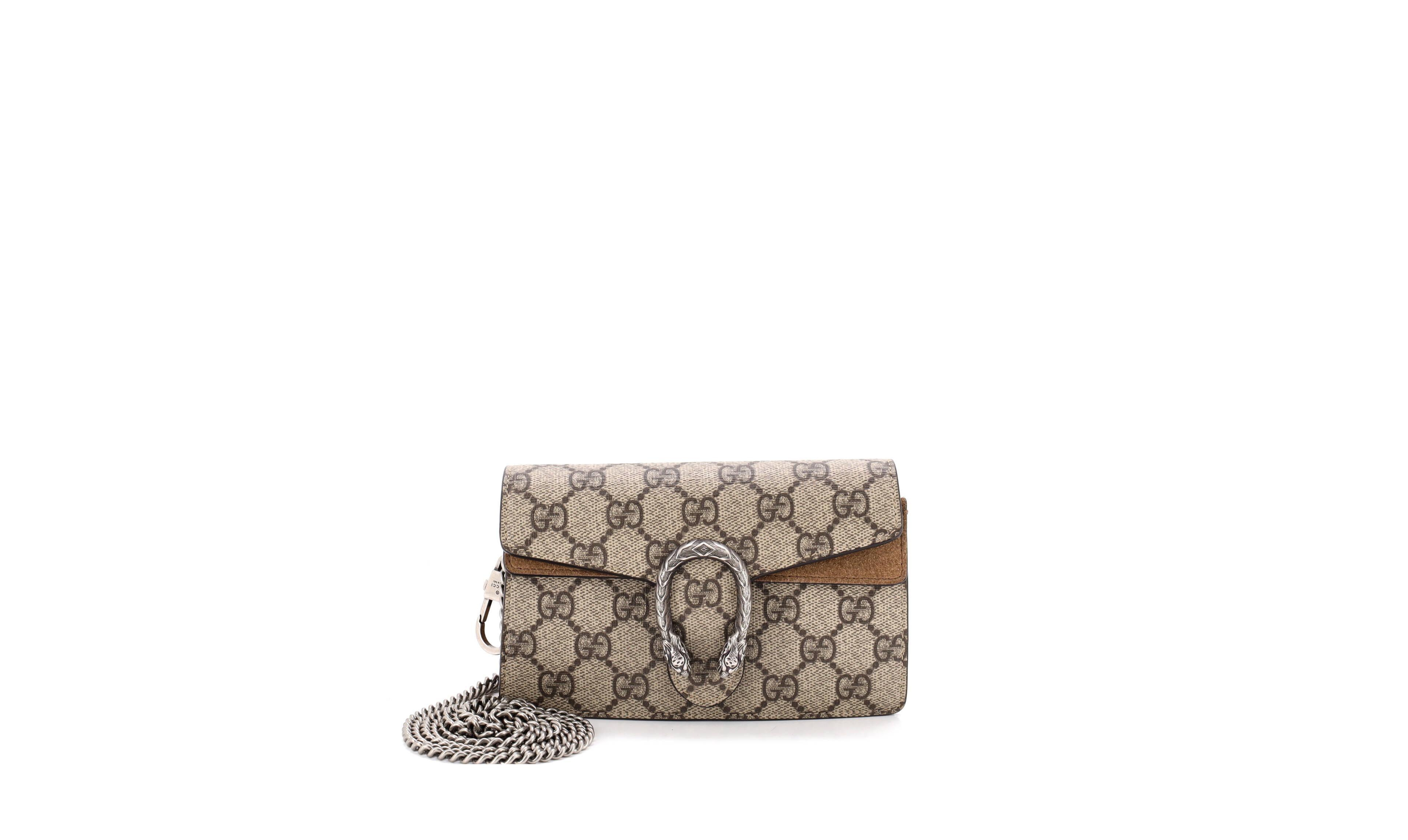 Pre-Owned Gucci Super Mini Dionysus Shoulder Bag Gg Coated Canvas