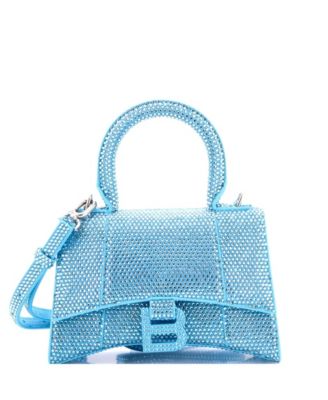 XS Hourglass Top Handle Bag Suede with Crystals