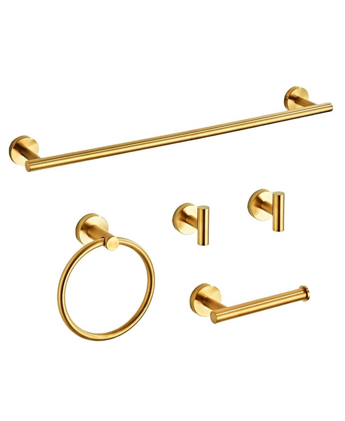 Cyqbd 5 Piece 24" Bathroom Hardware Set Towel Rack Bar Wall Mounted Kit - Brushed gold