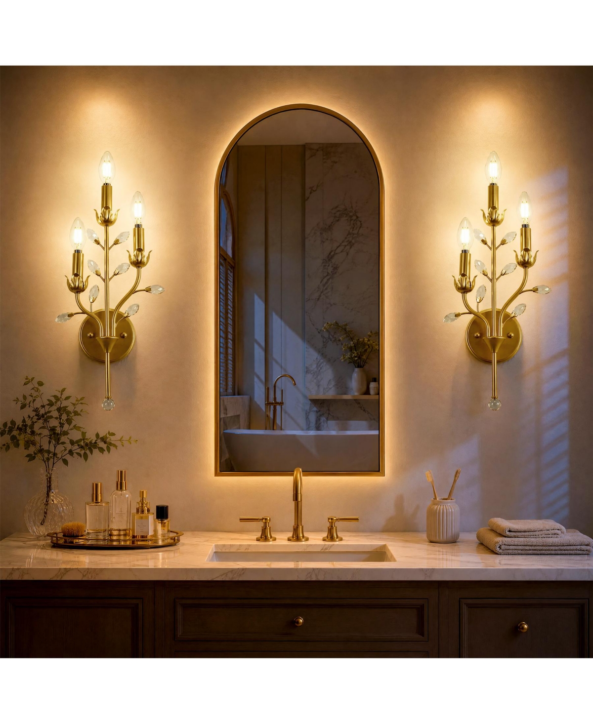 Tribesigns Wall Sconce with K9 Crystal Accents, E12 Bulb