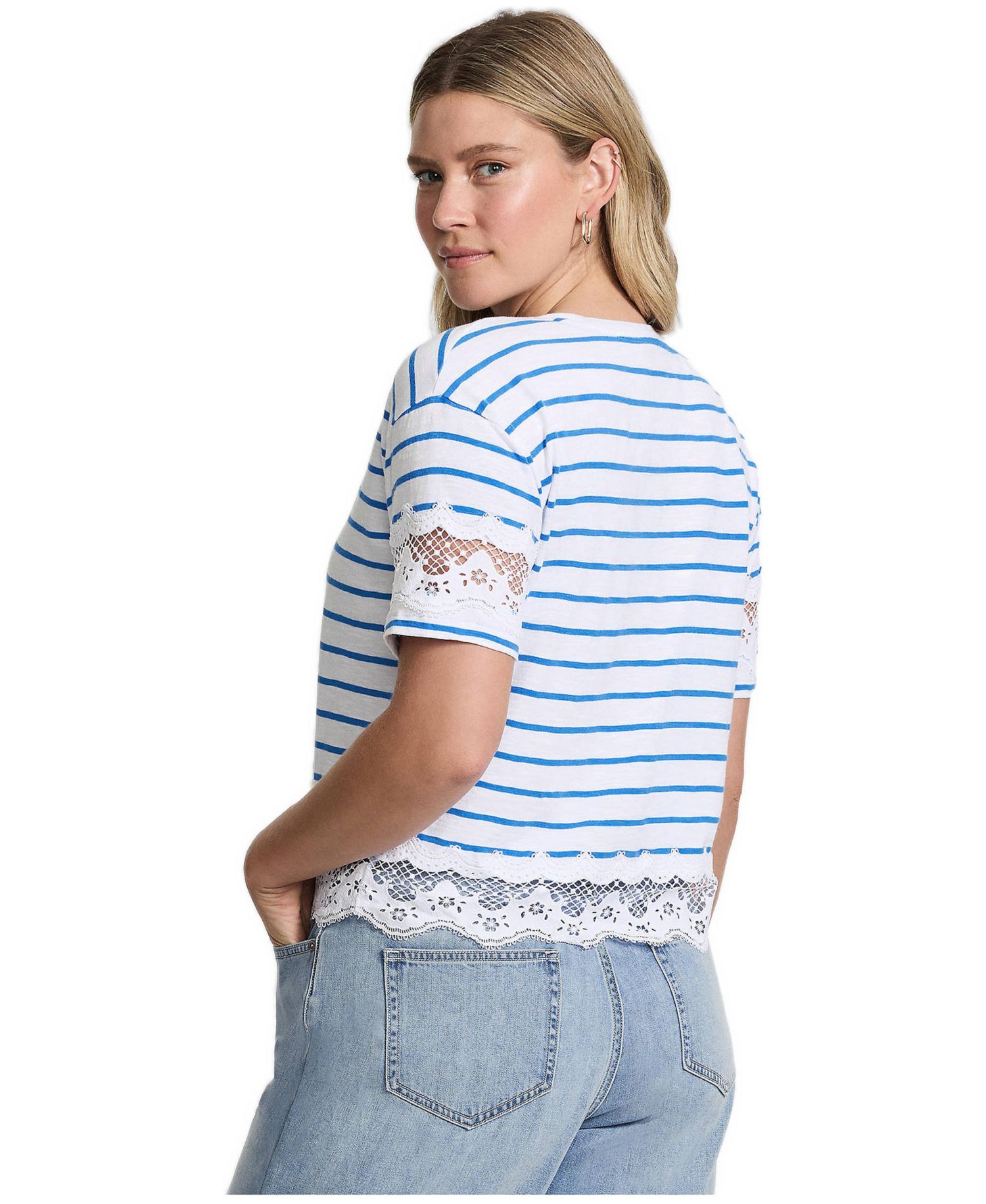 Women's Short Sleeve Slub Jersey Cutwork T-Shirt