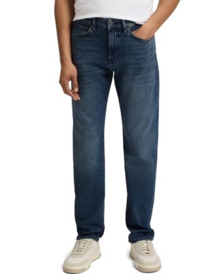 Men's Mid-Blue Comfort-Stretch Regular-Fit Jeans
