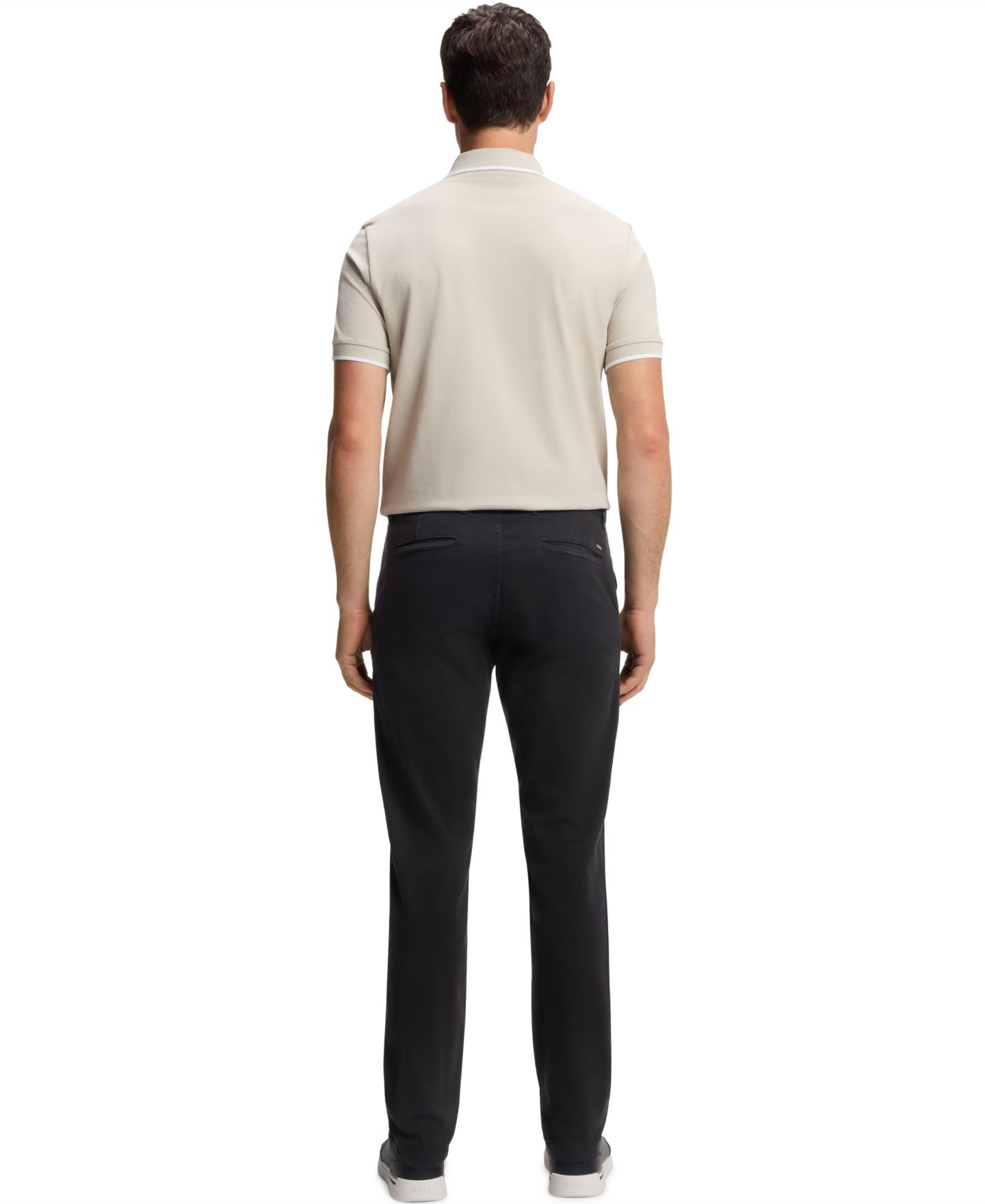 Мужские брюки Hugo Boss Stretch-Cotton Satin Slim-Fit Chinos, цвет: Чёрный — фото 3