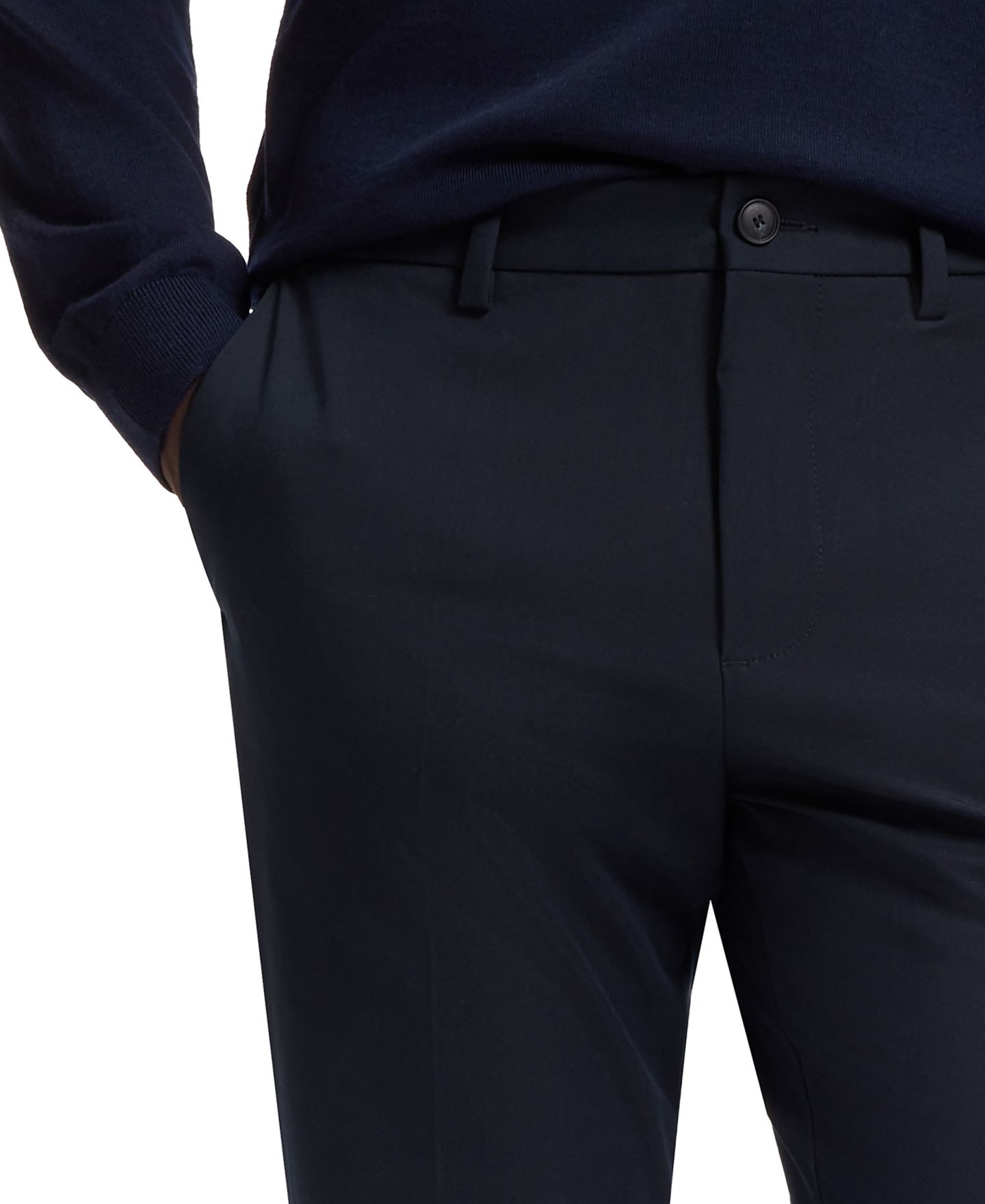 Мужские брюки Hugo Boss BOSS by Four-Way Stretch Fabric Slim-Fit Trousers, цвет: Тёмный синий — фото 5