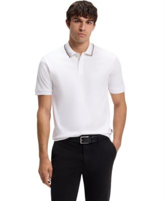 Men's Cotton Slim-Fit Striped Collar Polo Shirt