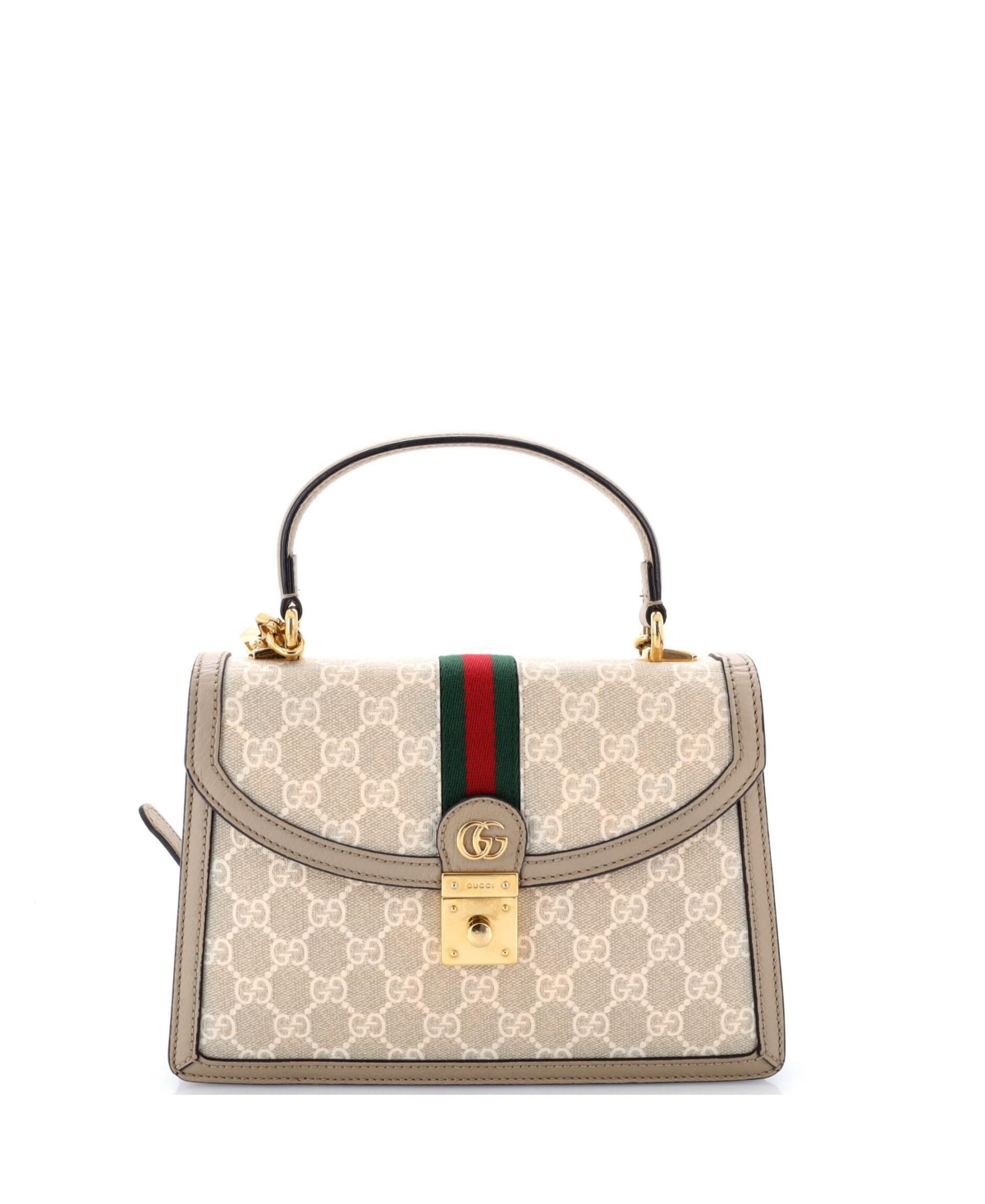 Pre-Owned Gucci Small Ophidia Flap Top Handle Bag Gg Coated Canvas - Brown